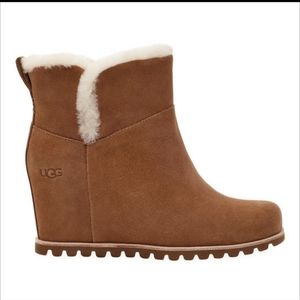 UGG Seyline Shearling-Trimmed Suede Wedge Boots